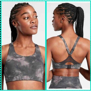 ATHLETA Advance Nebula Black Camo Print Sports Bra
